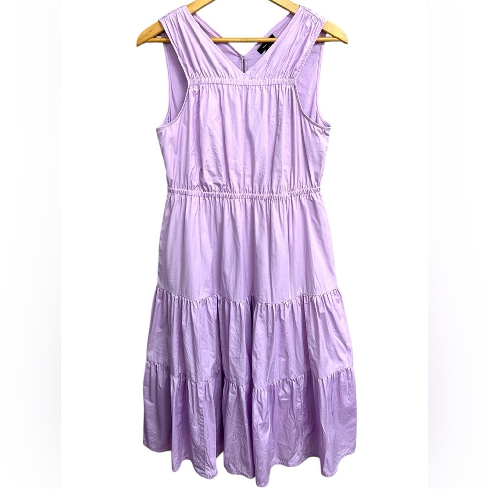 Halogen Derby Graduation Tiered Poplin Dress Purple Bloom Lavender Size Medium